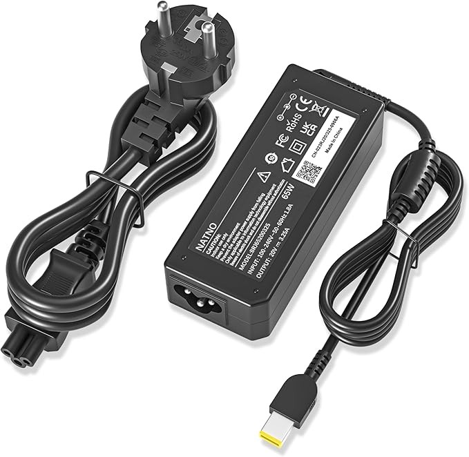 Lenovo 65W Slim Tip Laptop Charger – Rectangular Yellow Tip Adapter