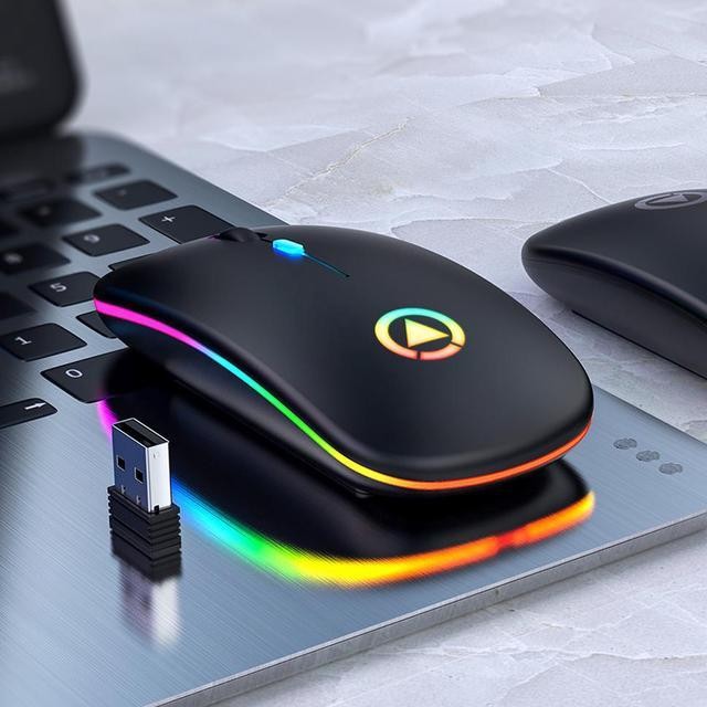 Rechargeable Wireless Silent LED Gaming Mouse – Ergonomic, RGB, Quiet Clicks for Work & Play